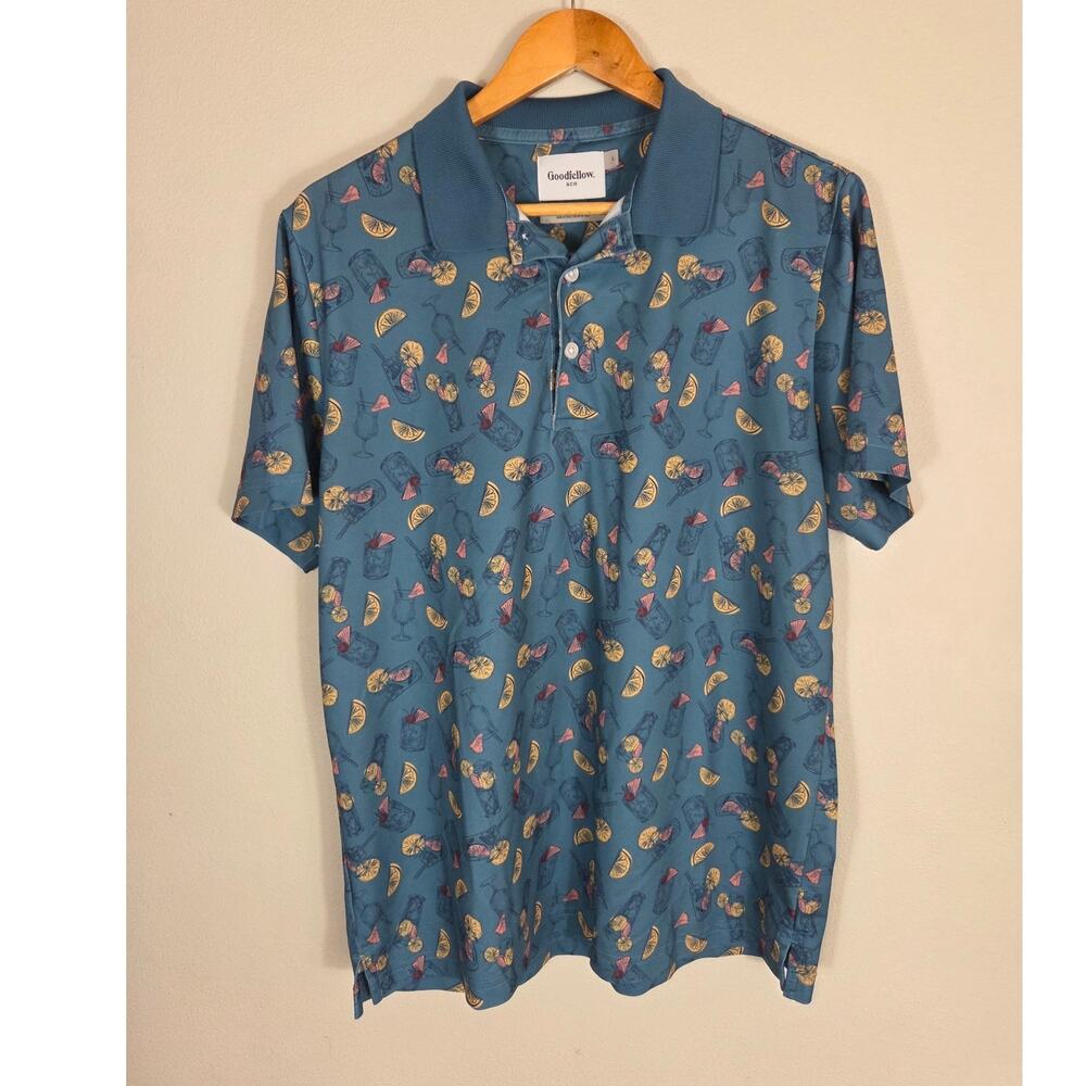 Goodfellow & Co Teal Cocktail Polo Shirt Size Large